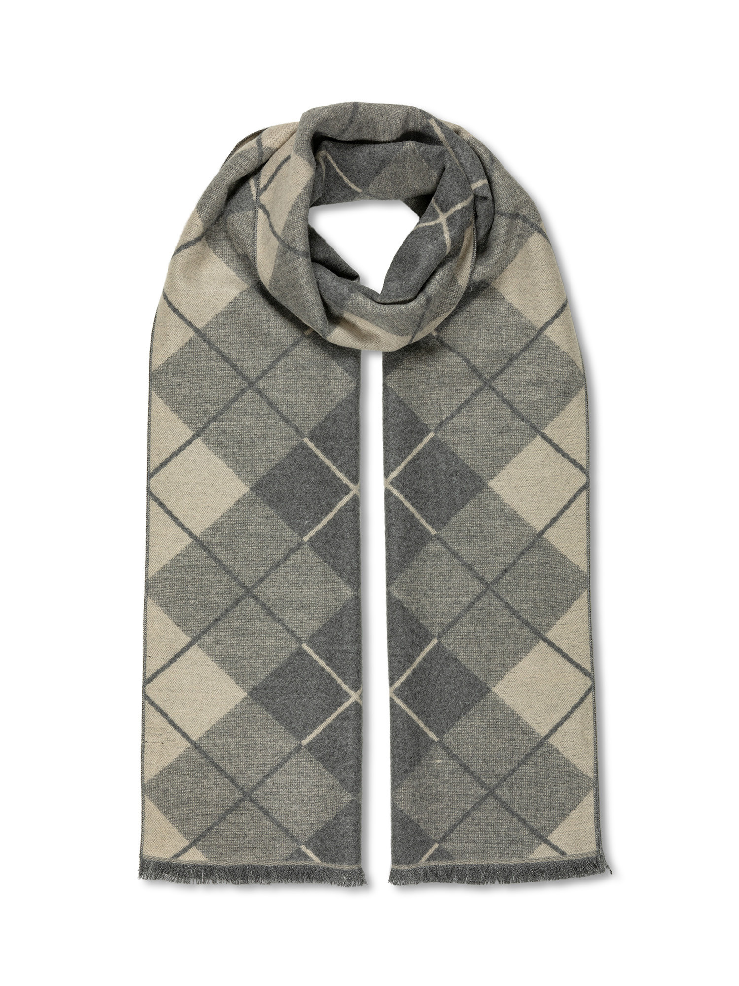 Luca D'Altieri - Diamond-patterned scarf, Light Beige, large image number 0