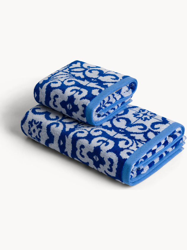 Asciugamano in cotone velour fantasia azulejos