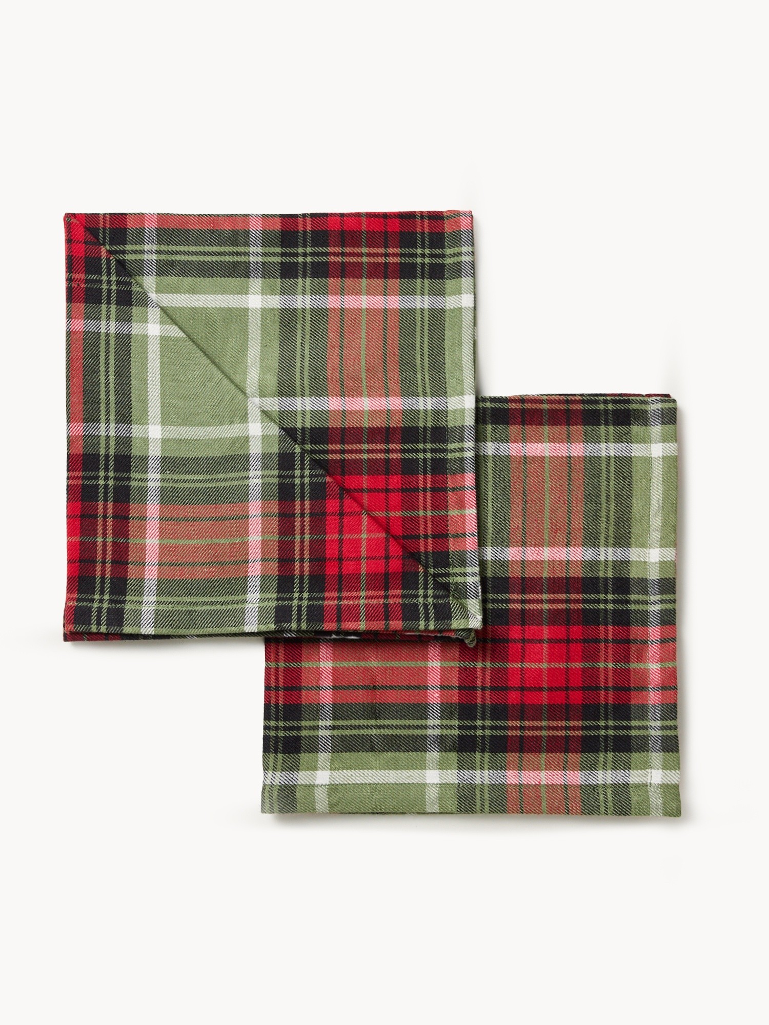 Set of 2 yarn-dyed cotton twill napkins with tartan pattern, Multicolor, large image number 0