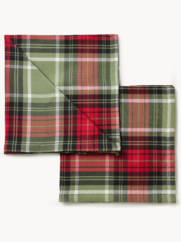 Set of 2 yarn-dyed cotton twill napkins with tartan pattern