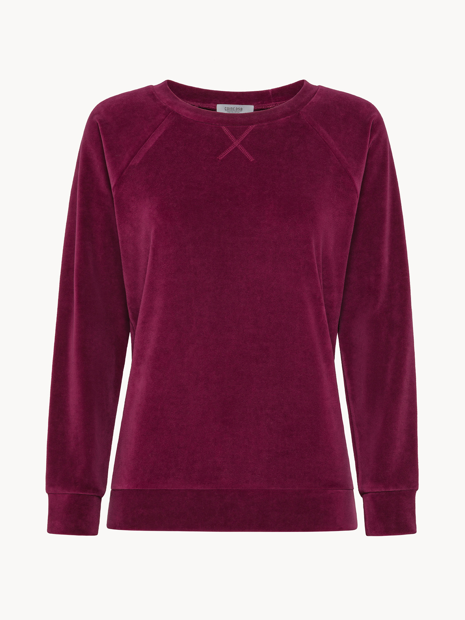 Long-sleeved velvet sweater, Cherry Red, large image number 0