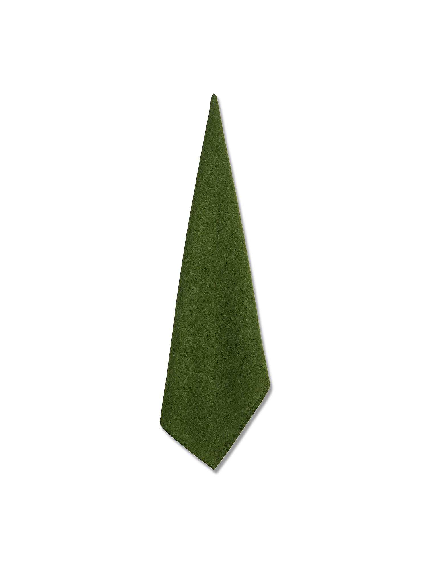 Solid color washed pure linen tea towel, Dark Green, large image number 0