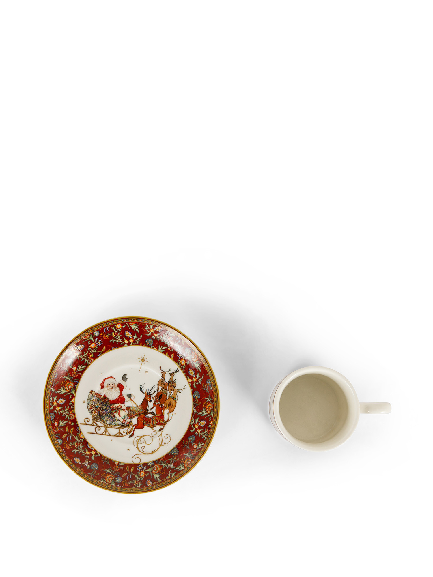 Set of 2 coffee cups in new bone china with Santa Claus motif, White, large image number 1