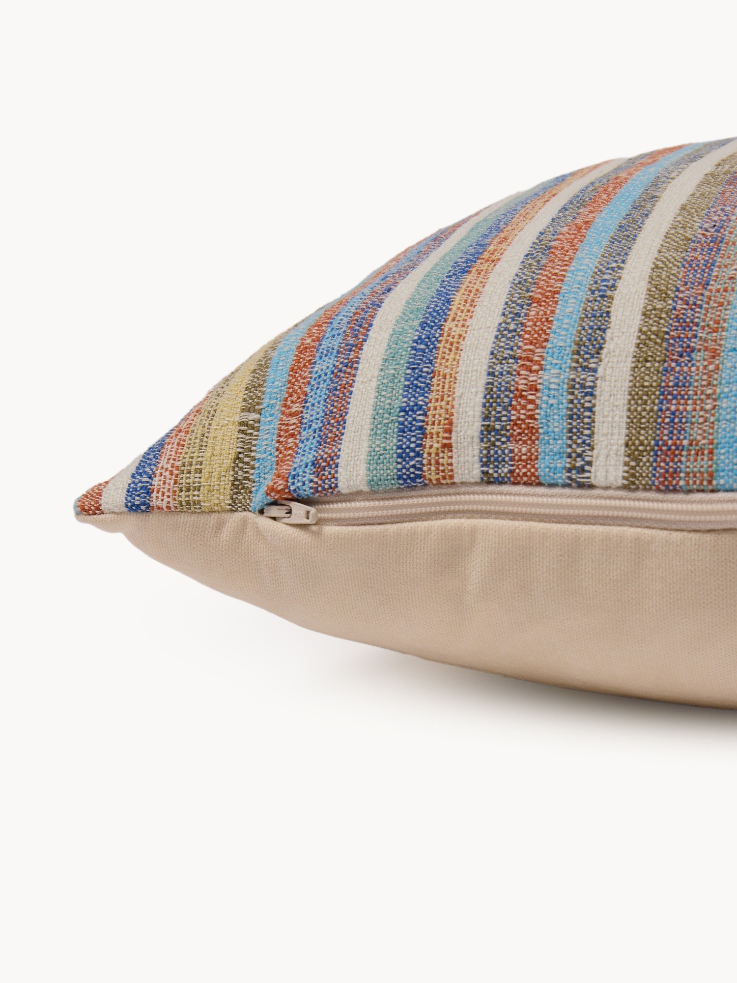 Striped Yarn-Dyed Cotton Cushion 45x45cm - Introductory Price, Multicolor, large image number 2