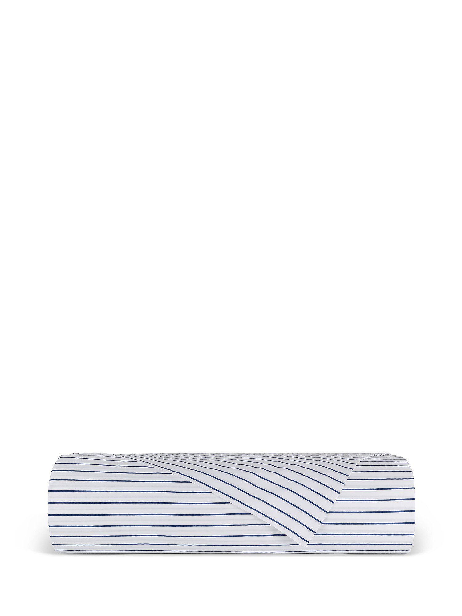 Striped cotton satin double sheet, White, large image number 1