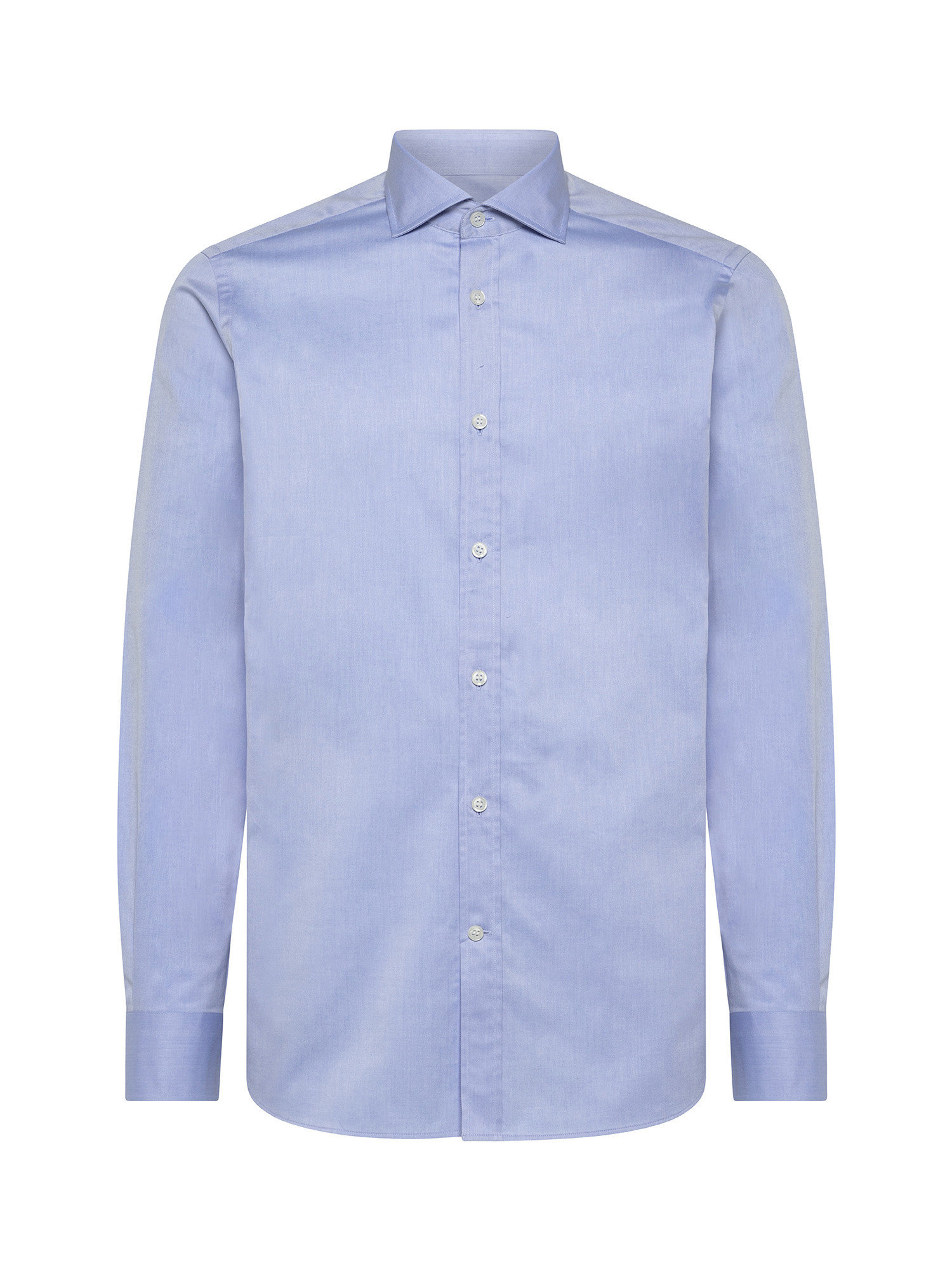 Camicia slim fit in puro cotone, Azzurro, large image number 1
