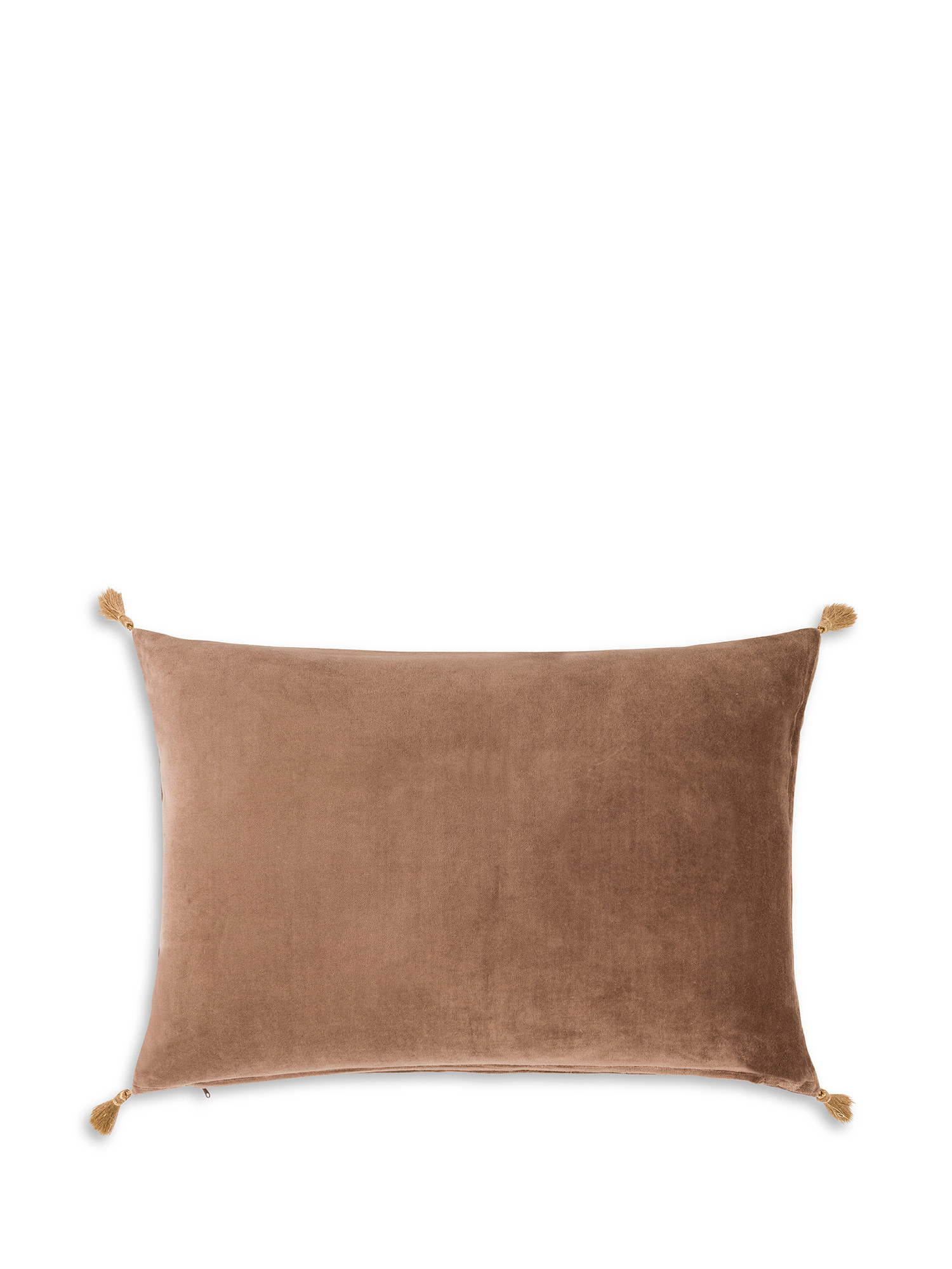 Cuscino velluto con nappine 35X55cm, Marrone, large image number 1