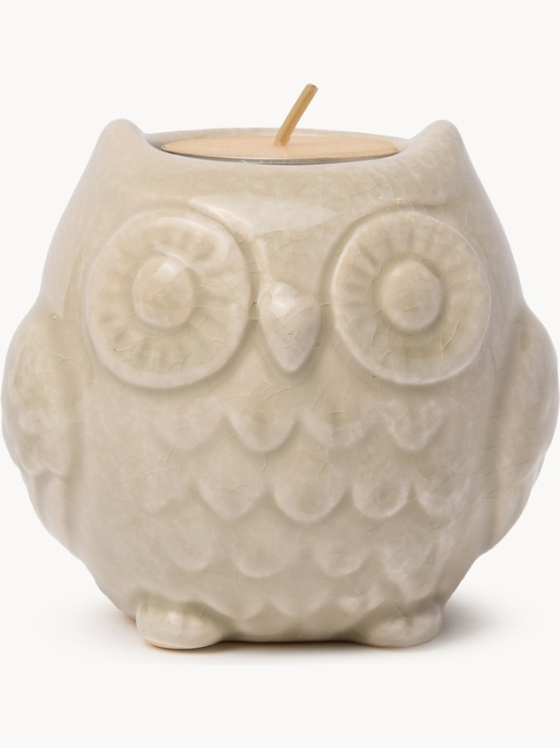 Owl-shaped ceramic tealight holder