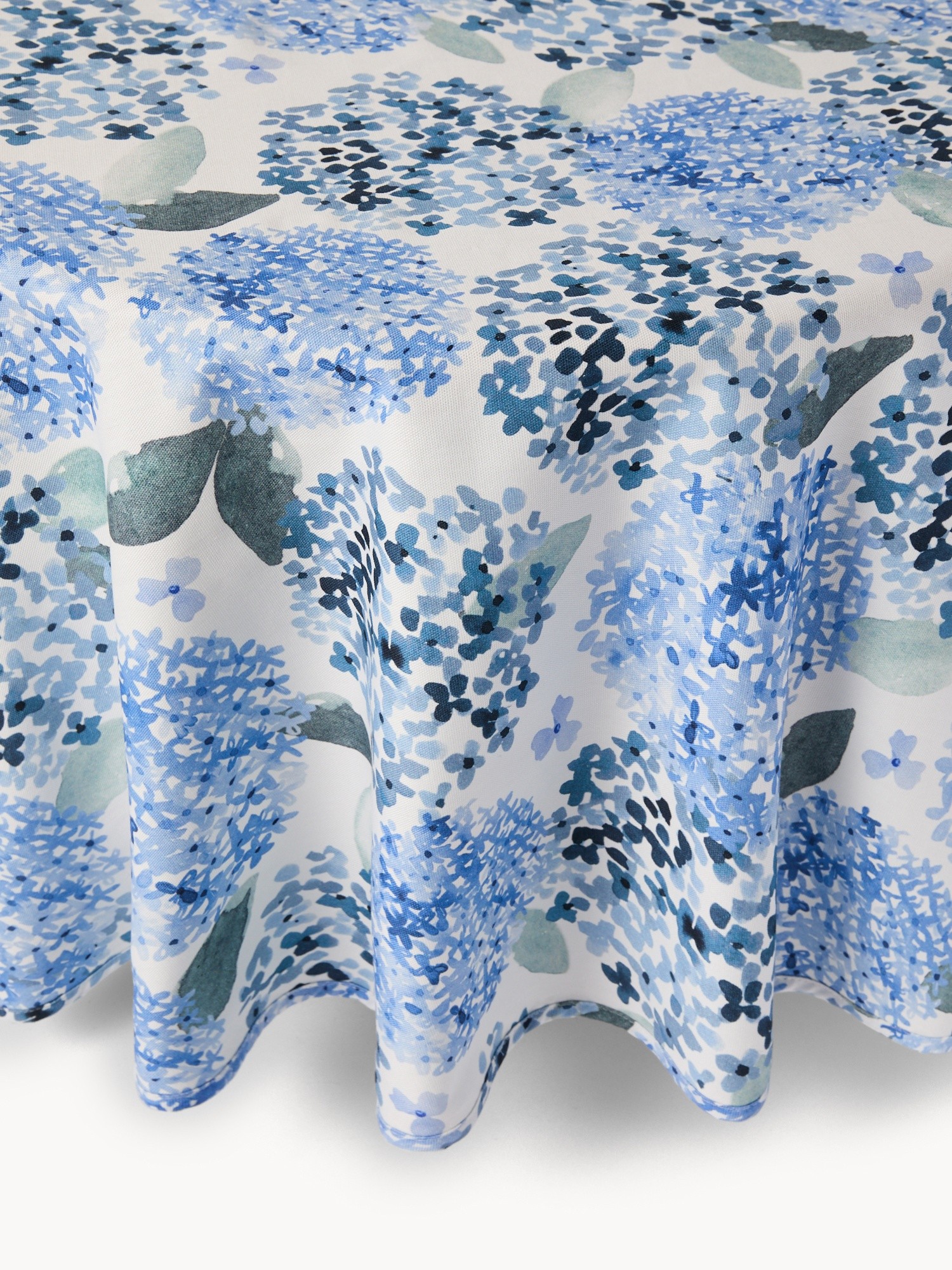 Tovaglia in panama di cotone con stampa ortensie, Azzurro, large image number 1