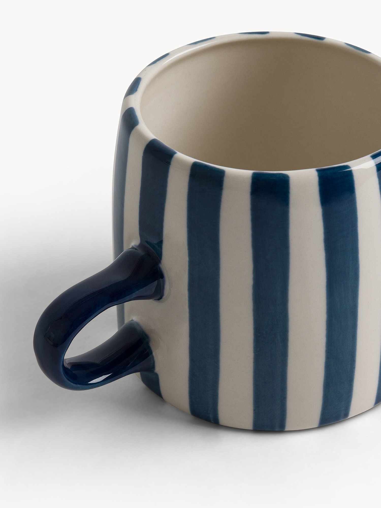 Mug stoneware a righe, Blu, large image number 1