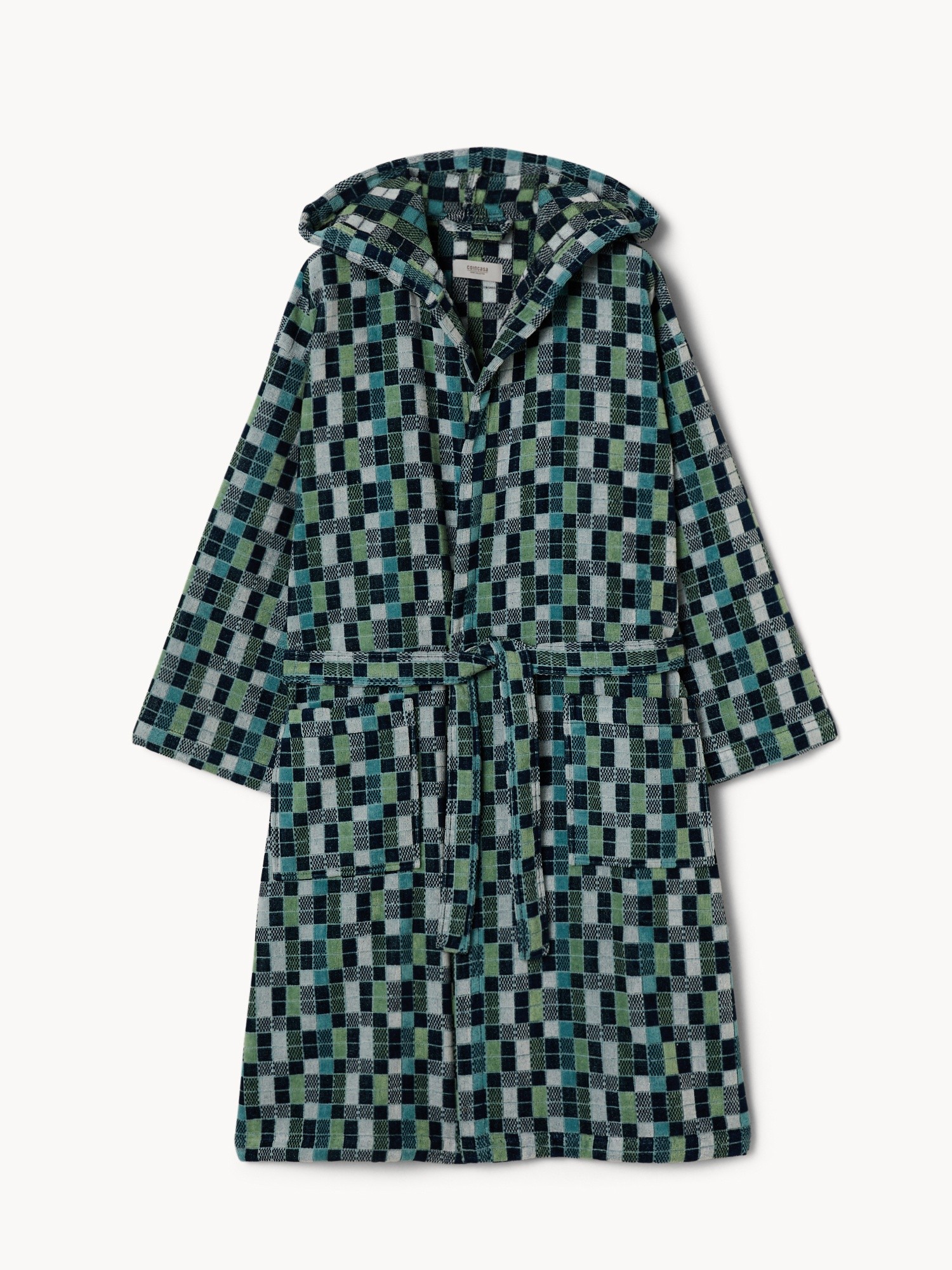Accappatoio  in velour di puro cotone con fantasia a quadri - Prezzo di lancio, Multicolor, large image number 0