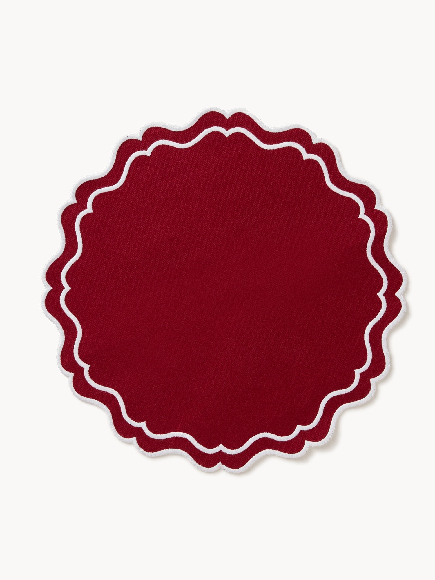 Round placemat with scalloped edges, Red, large image number 0