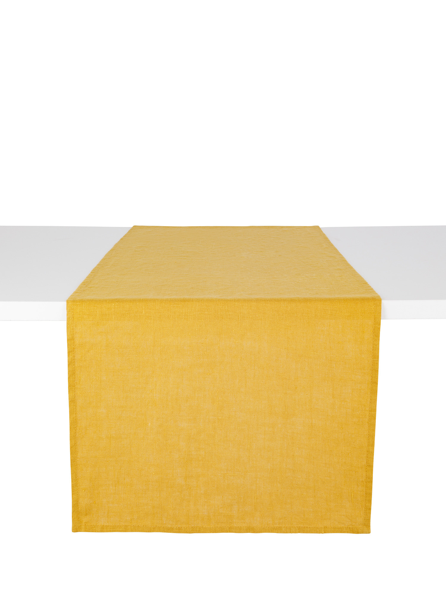 Solid color washed linen runner, Ocra Yellow, large image number 0