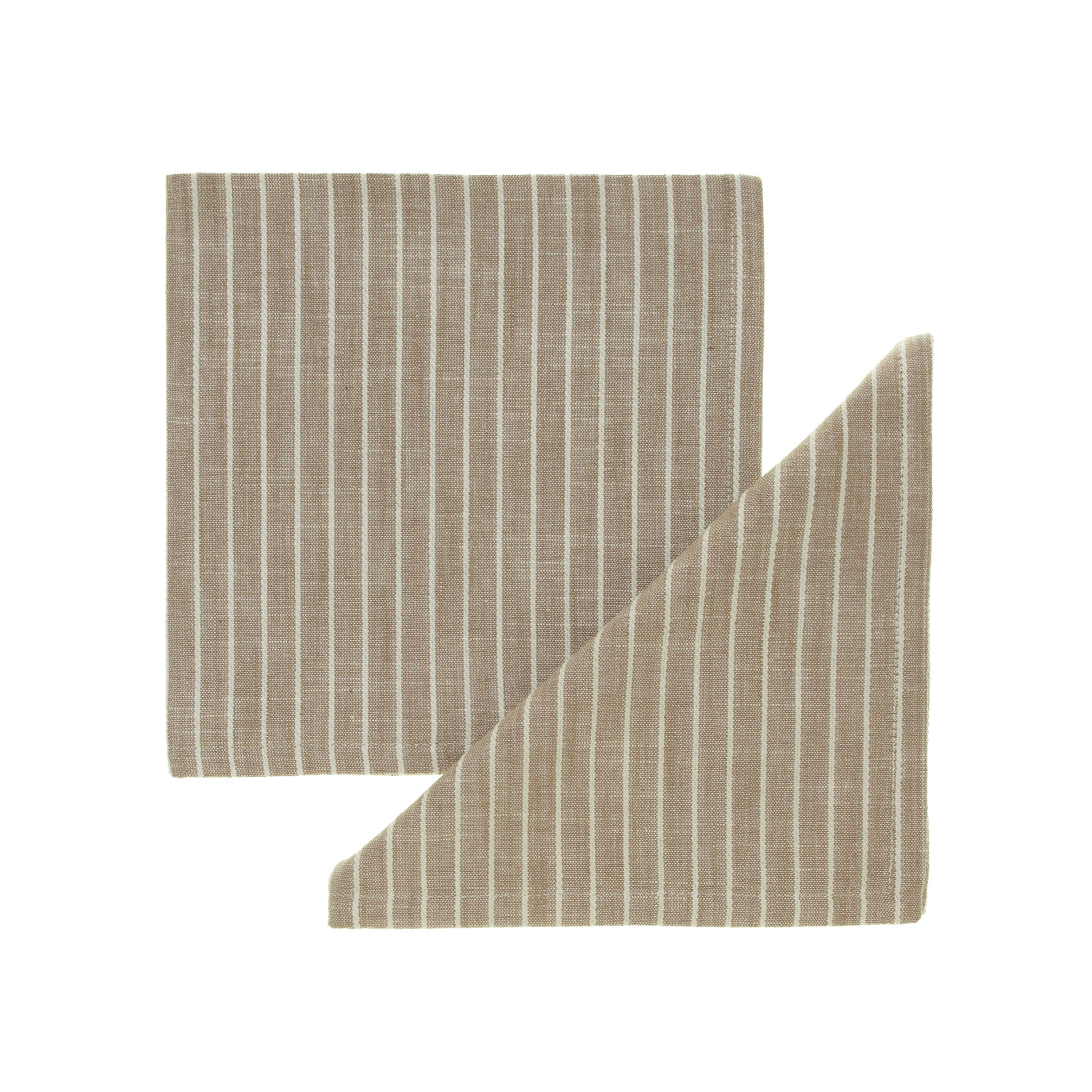 Pair of striped cotton napkins, White / Beige, large image number 0