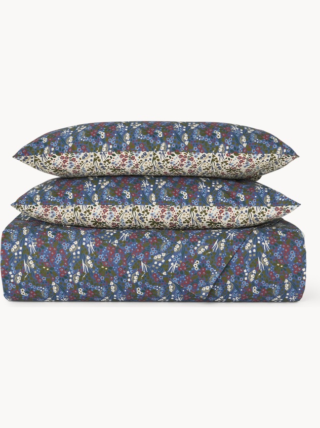 Cotton percale duvet cover set with a flower pattern - Discounted Price