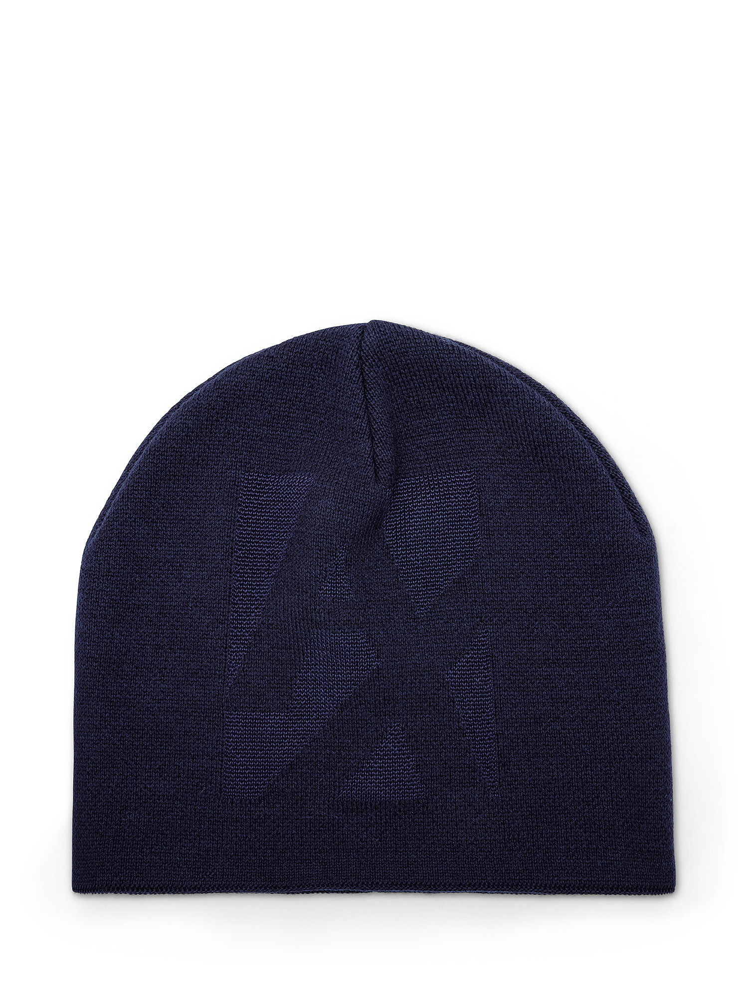 Armani Exchange - Cappello Beanie in misto lana con logo, Blu scuro, large image number 0
