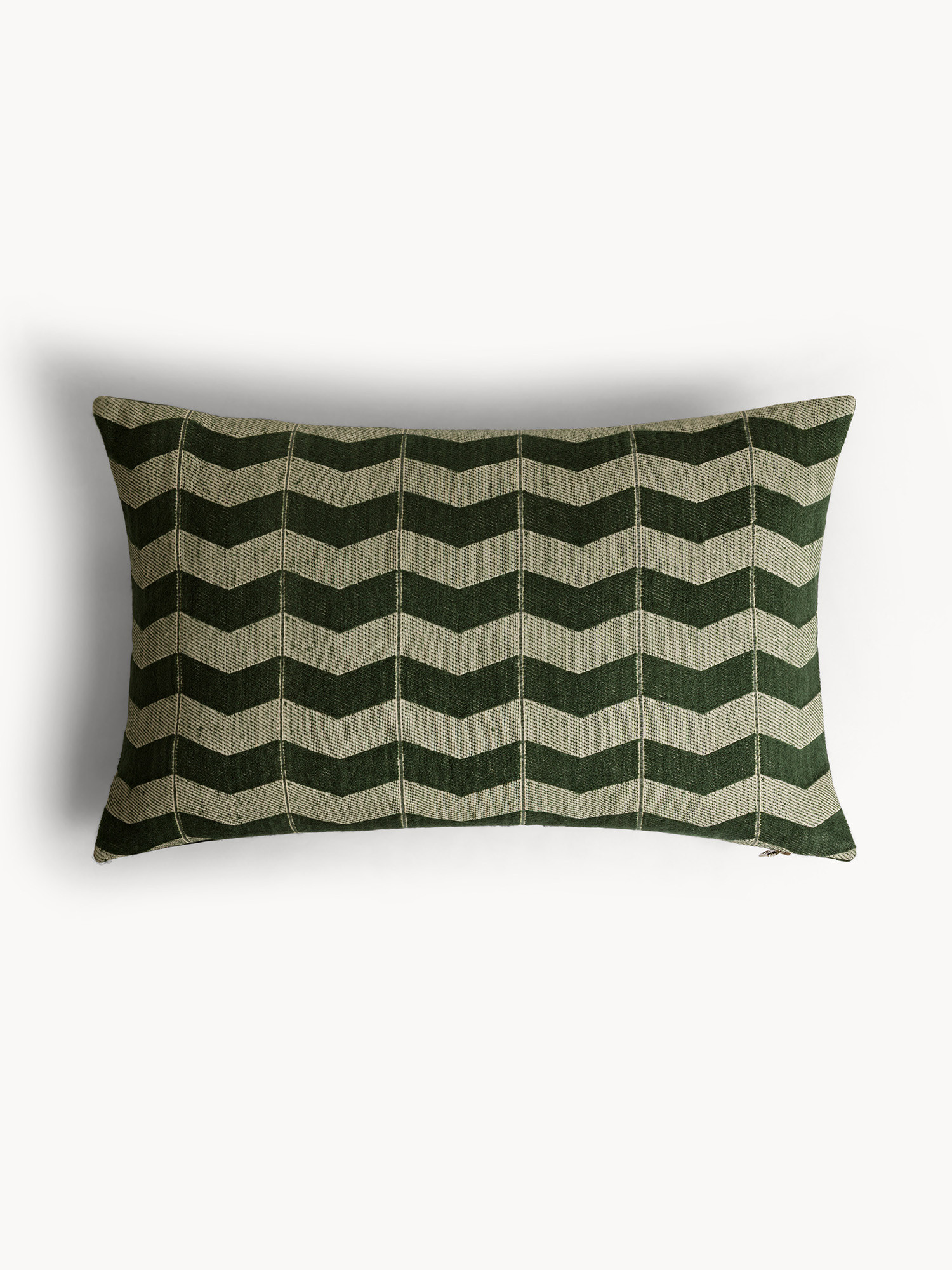 35x55 cm mohair cushion with zigzag stripes, Green, large image number 0