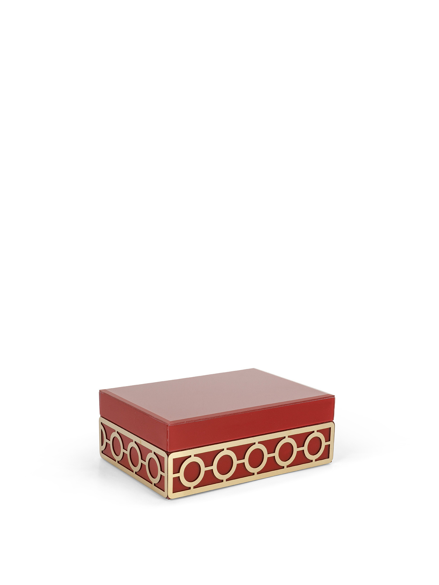 Glass jewelry box with decorations, Red, large image number 0