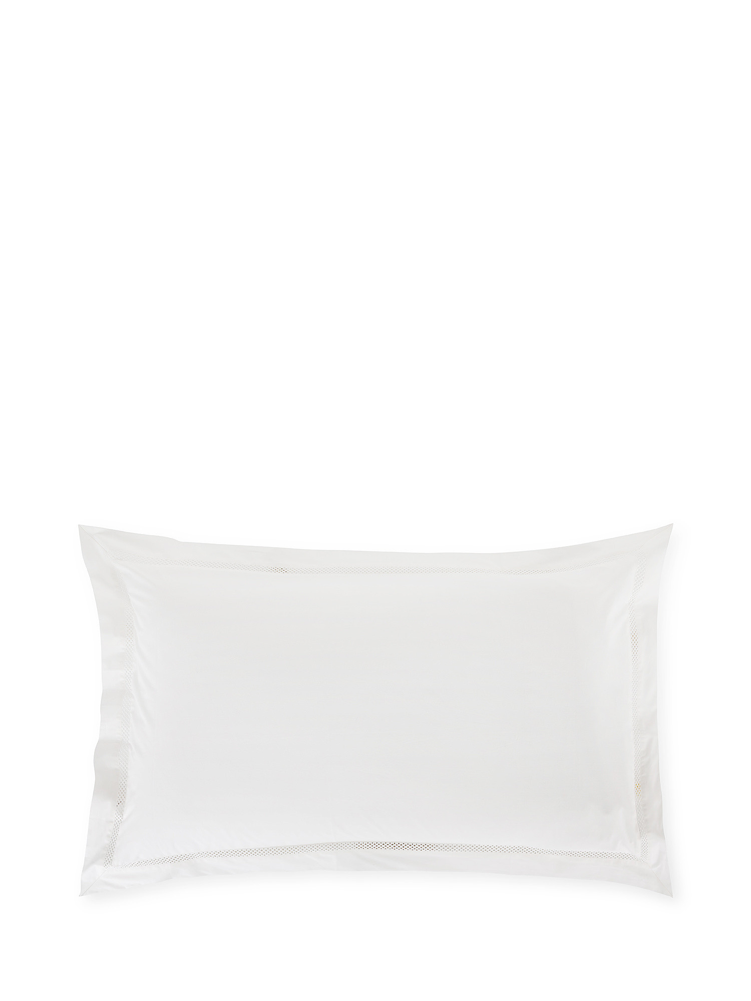 Portofino pillowcase in 100% cotton percale with drawn thread work, Beige, large image number 0