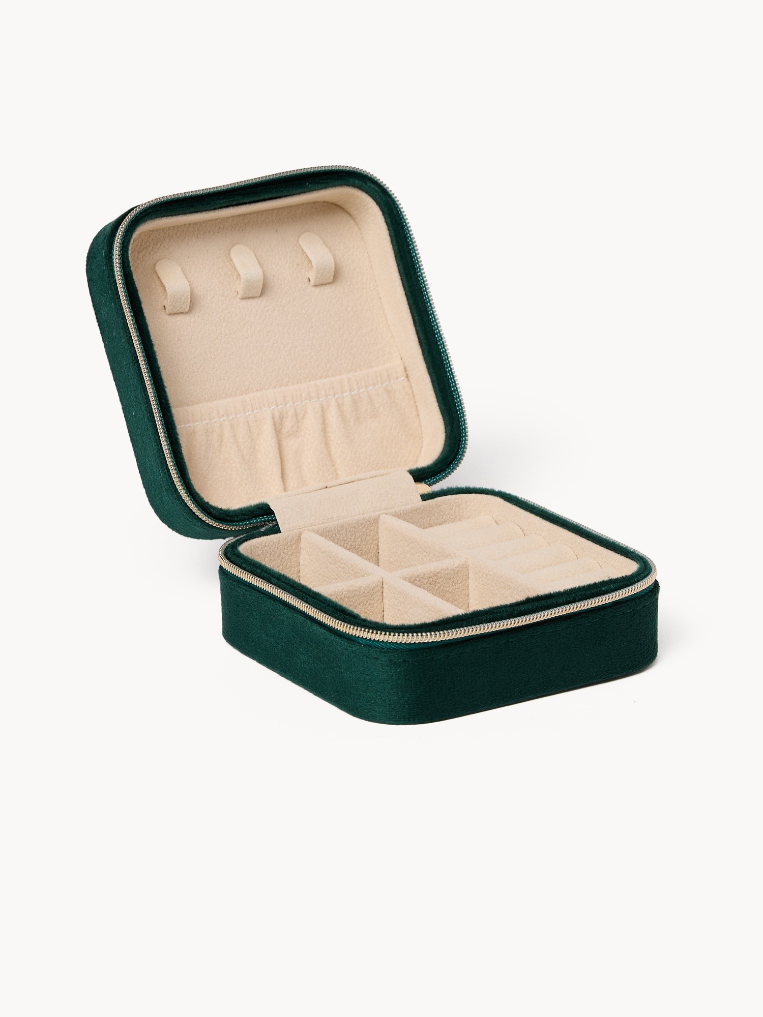 Velvet travel jewelry case, Green, large image number 1