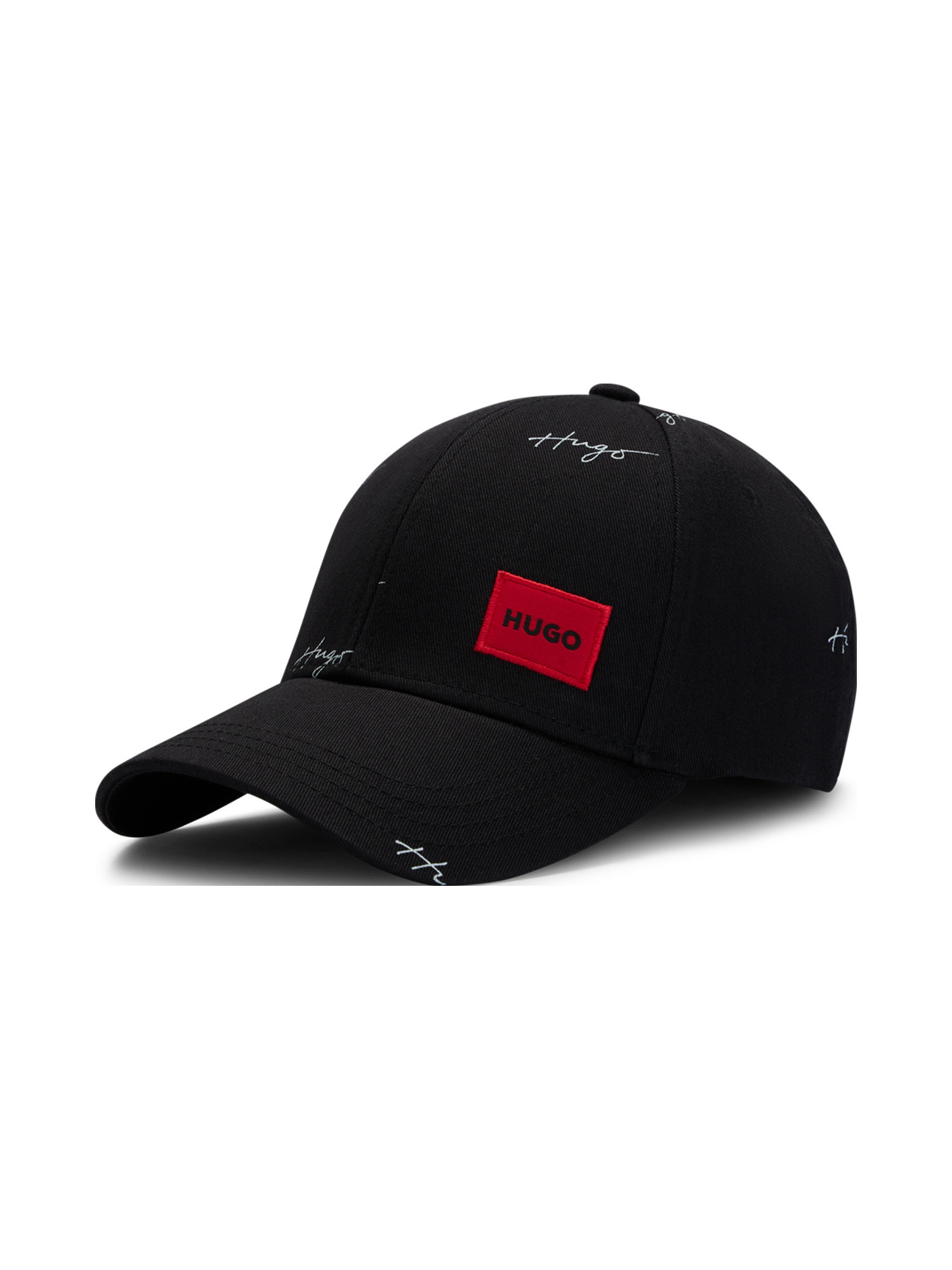 Hugo - Baseball cap with all over logo, Black, large image number 0