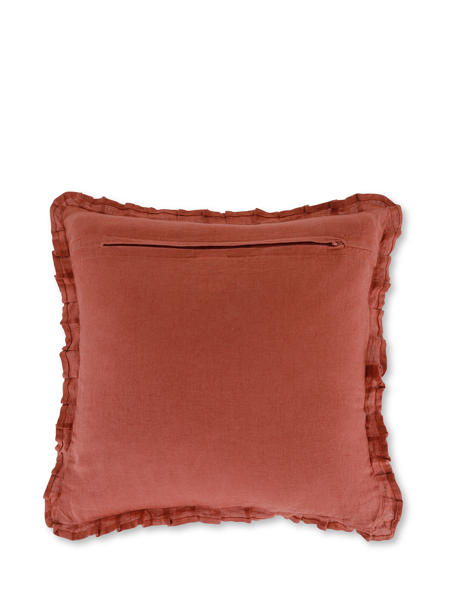 Striped cushion in pure linen 40x40 cm, Copper Brown, large image number 1