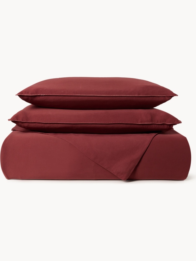Plain washed cotton sateen flat sheet
