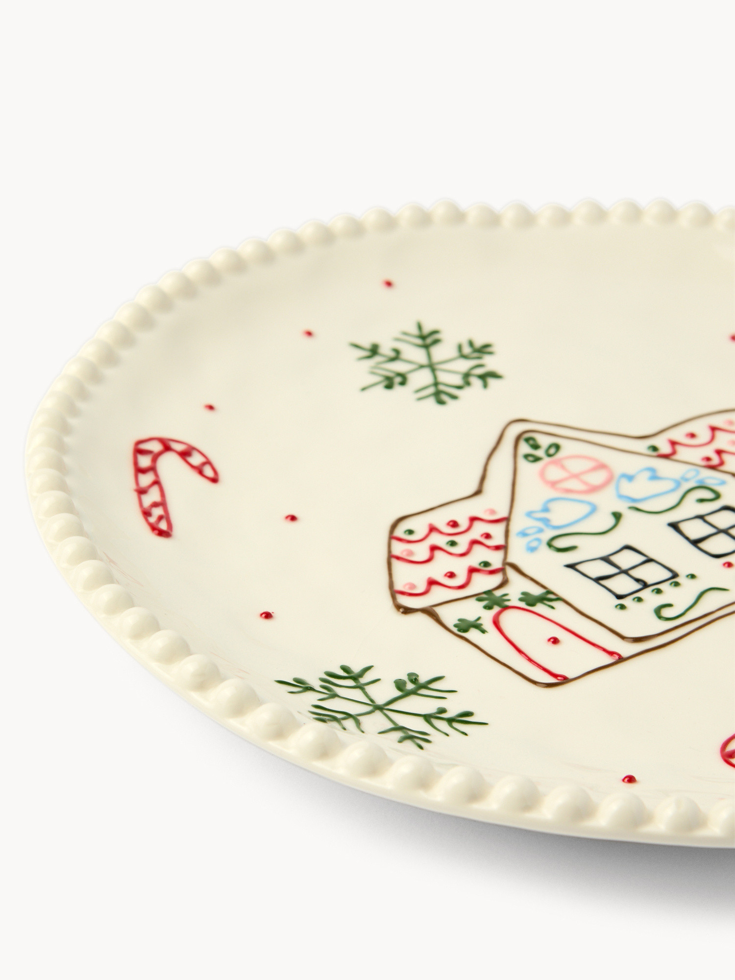 Porcelain Christmas village-shaped serving plate, White, large image number 1