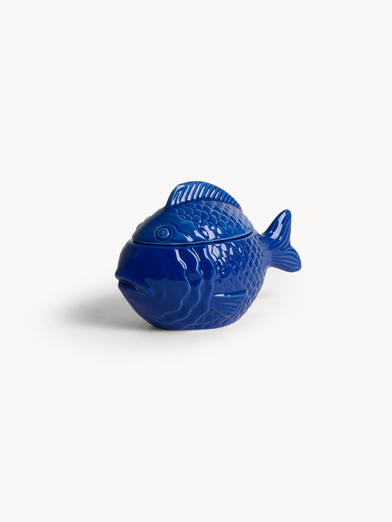 Barattolo stoneware a pesce, Blu chiaro, large image number 0