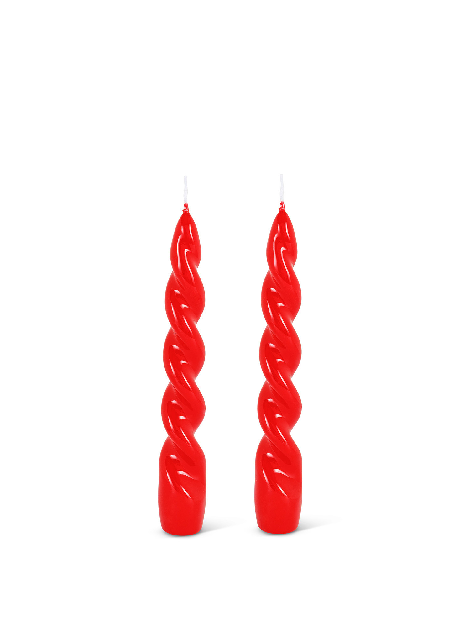 Set of 2 torchon candles in lacquered wax made in Italy, Red, large image number 0