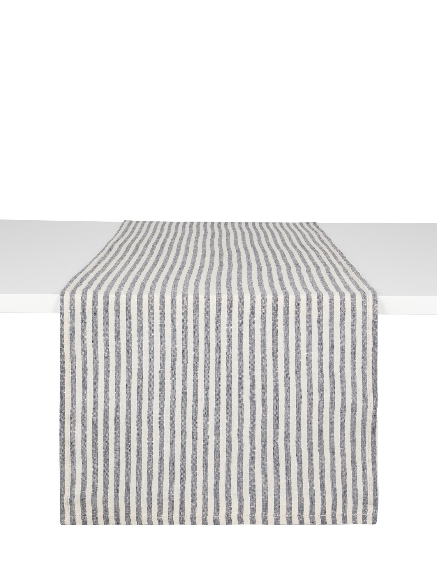 Striped linen runner, Blue, large image number 0