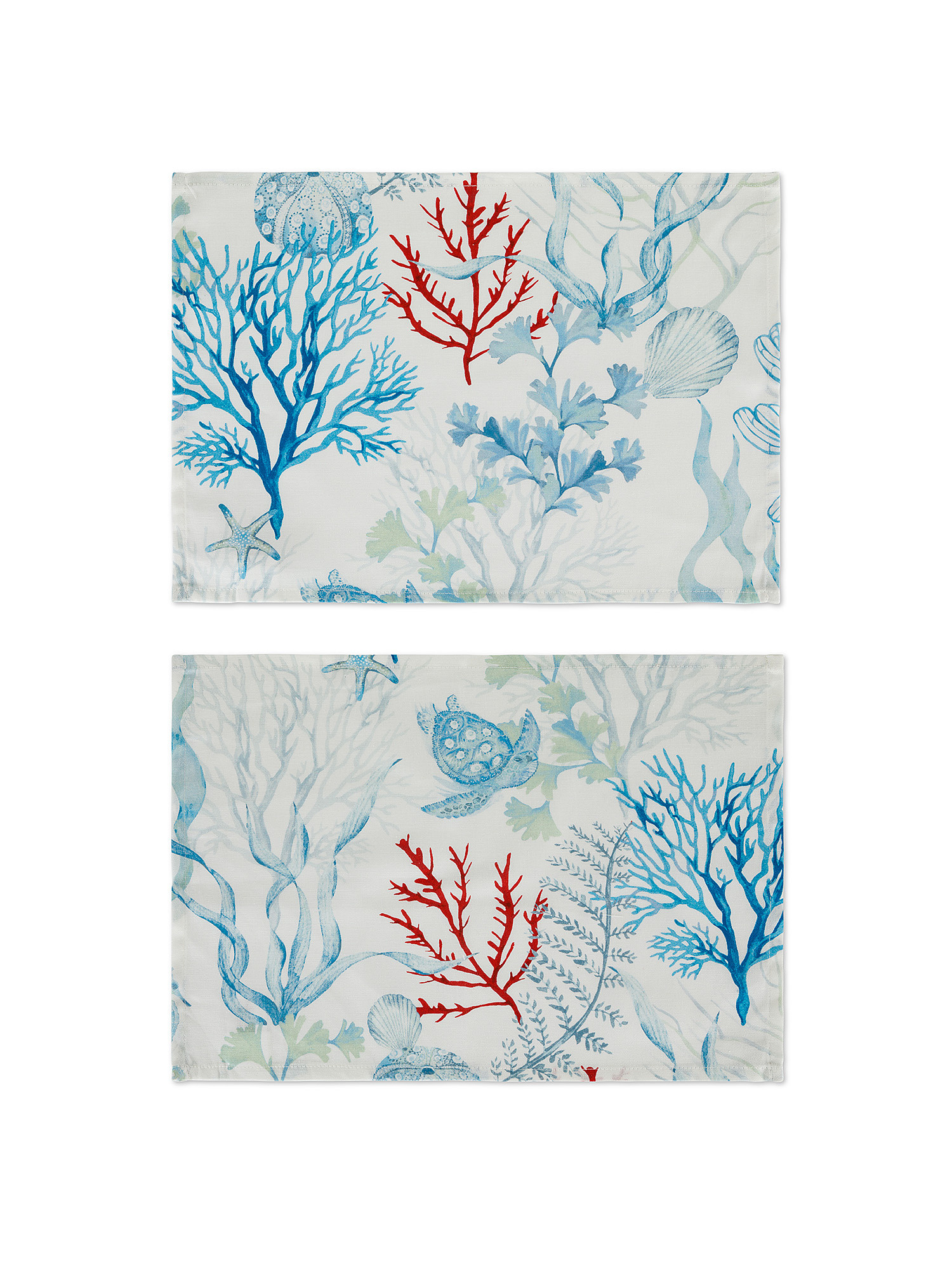 Set of 2 placemats in 100% cotton with marine print, White, large image number 0