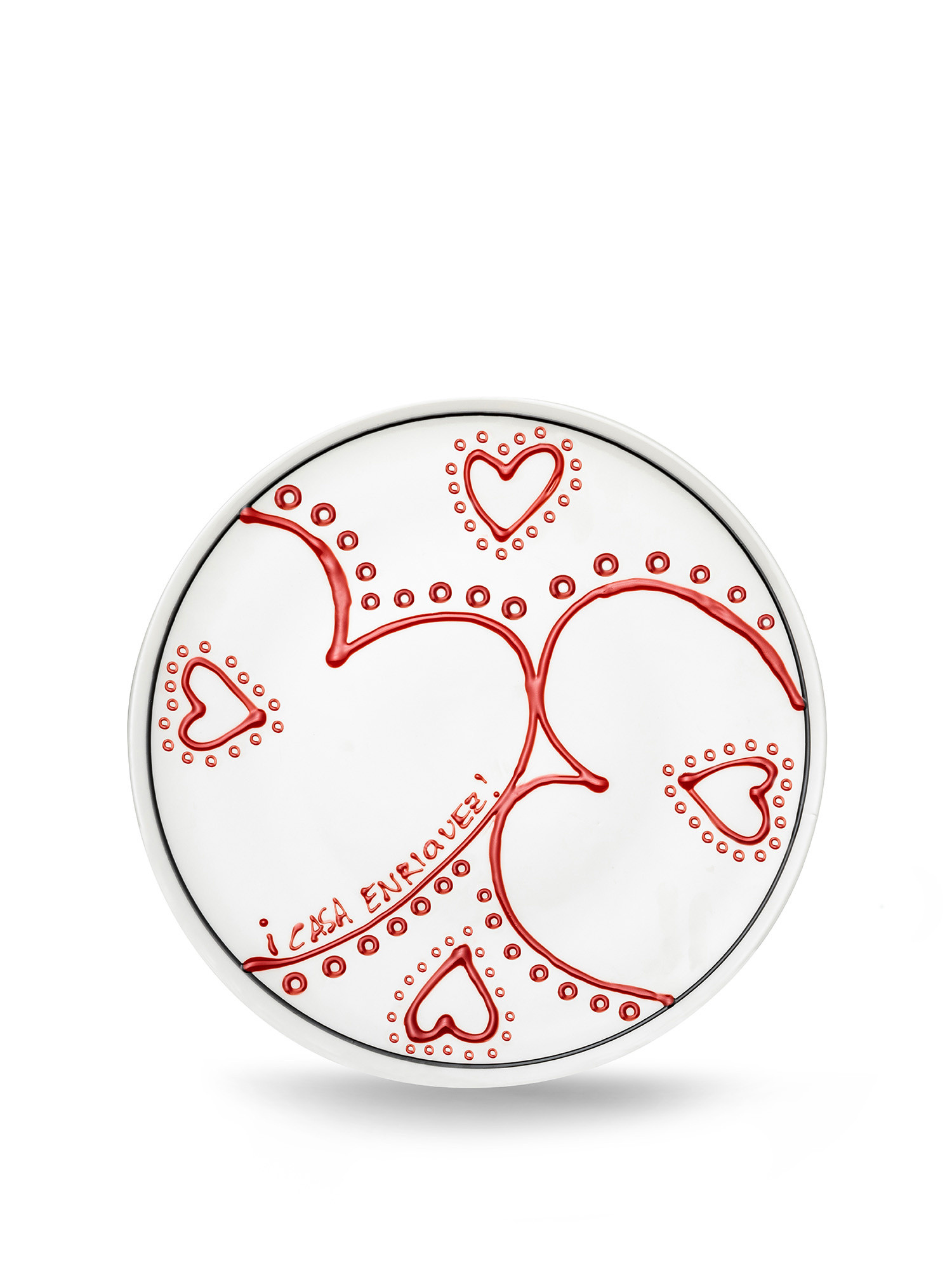Hand painted porcelain serving plate Add Love by Alessandro Enriquez, White, large image number 0