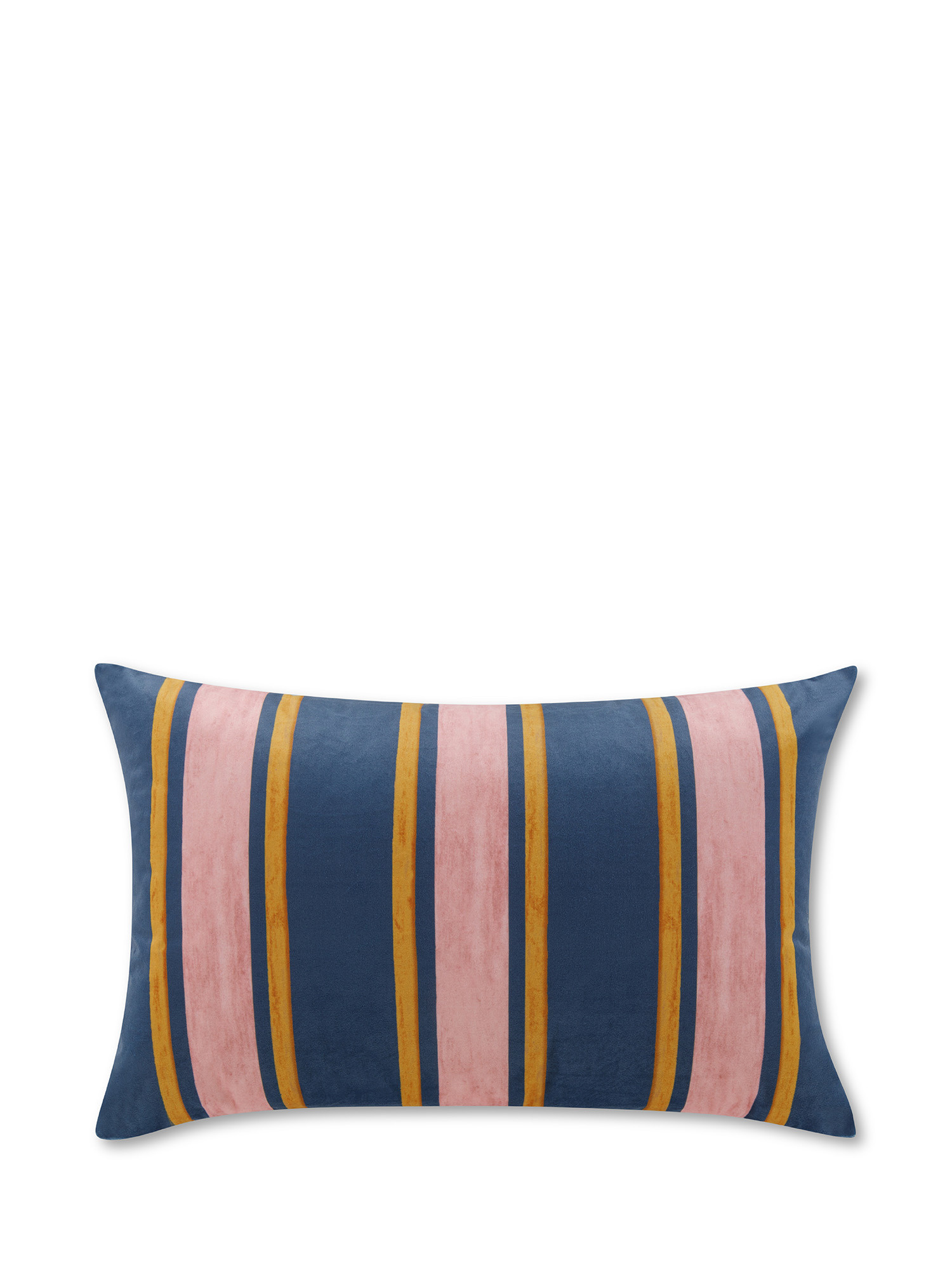 Patchwork striped print fabric cushion 35x45 cm, Blue, large image number 0