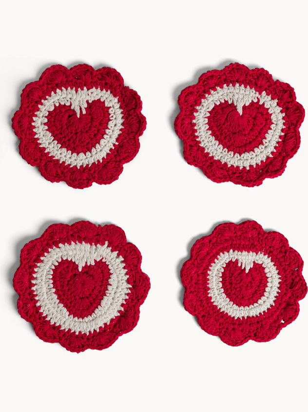 Set 4 sottobicchieri all'uncinetto in cotone