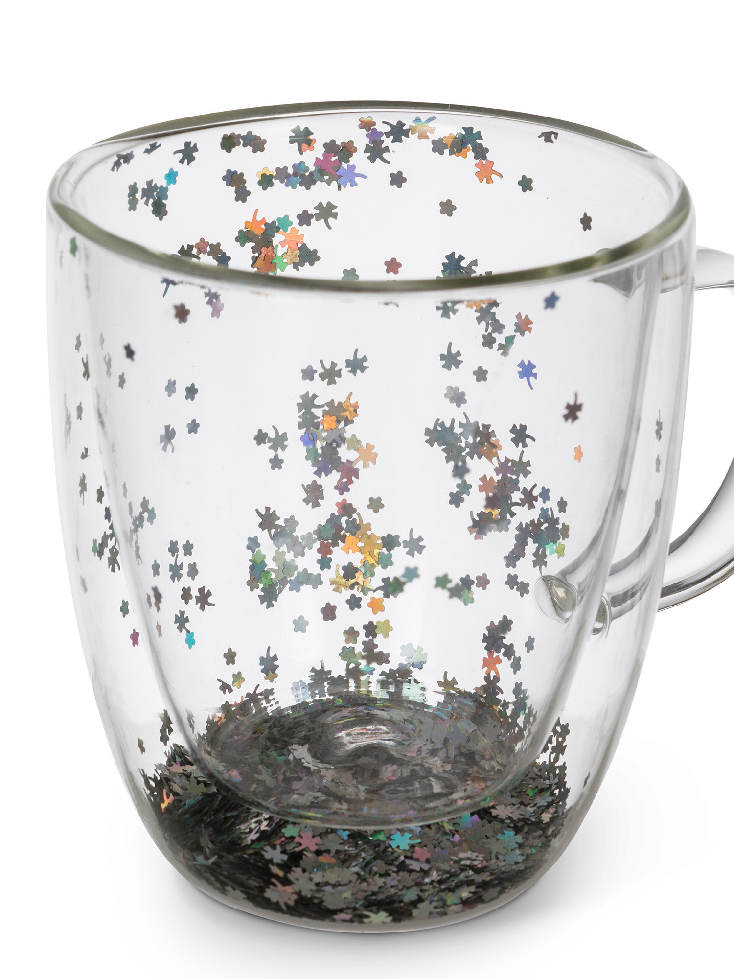 Mug in vetro con glitter, Trasparente, large image number 1