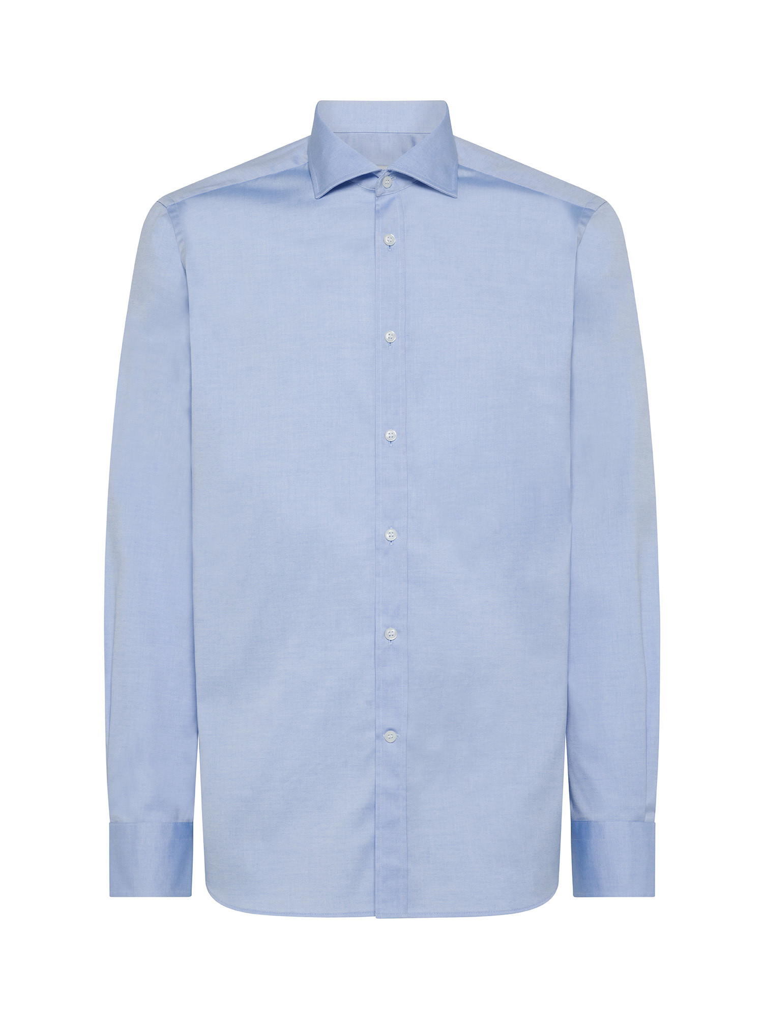 Luca D'Altieri - Slim fit shirt in stretch cotton, Light Blue, large image number 0