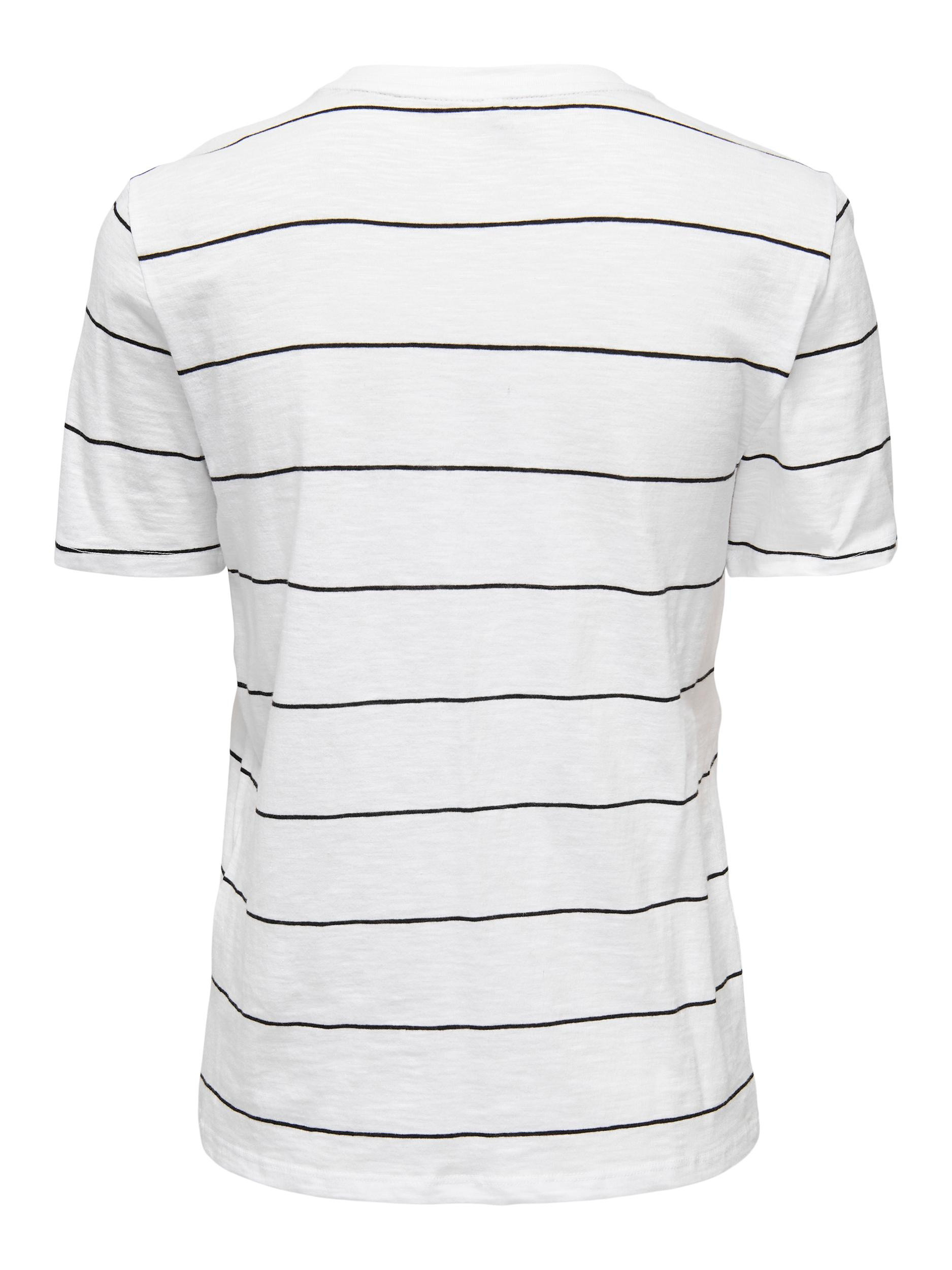Striped pattern T-shirt, White, large image number 1