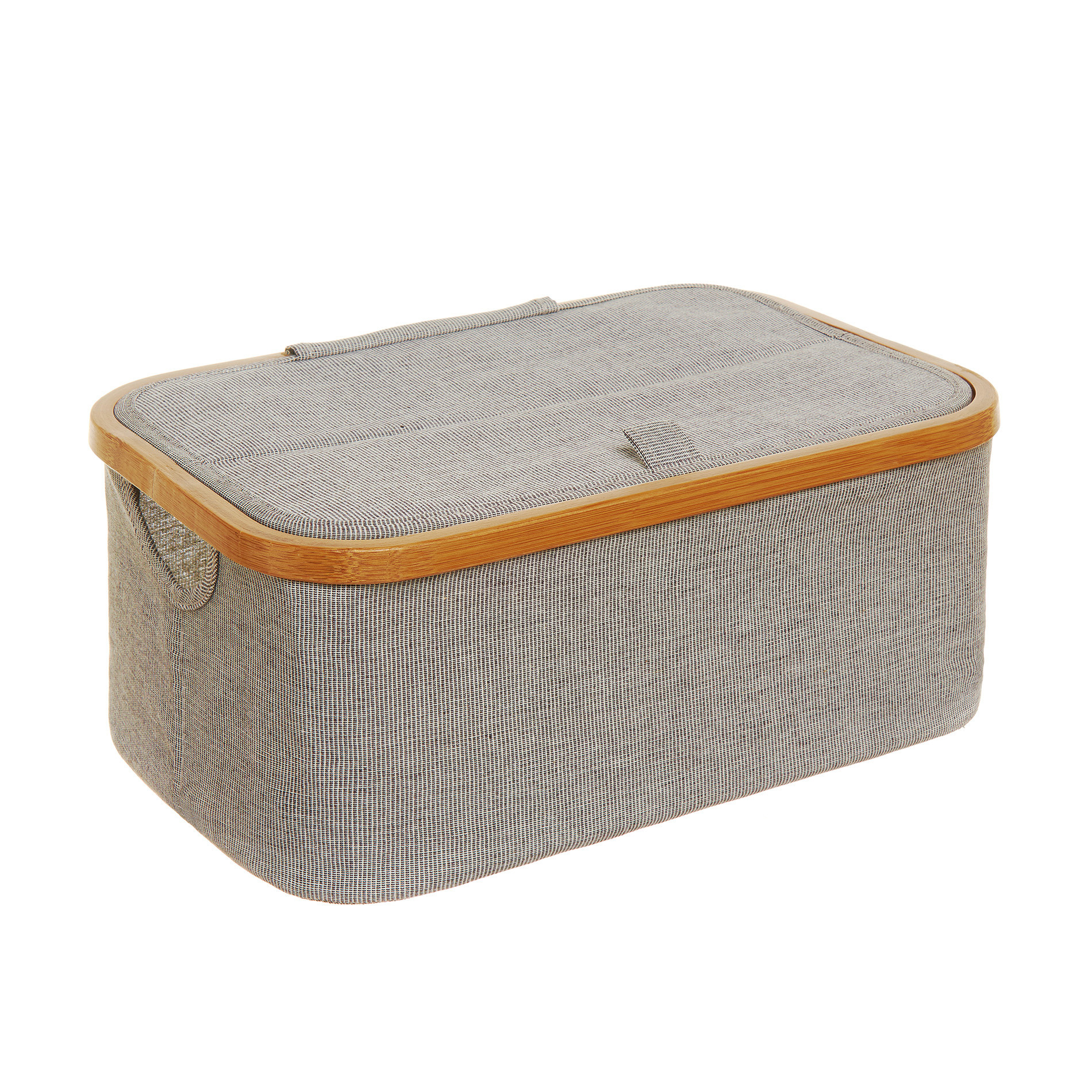 Cotton blend storage with bamboo edging, Grey, large image number 0