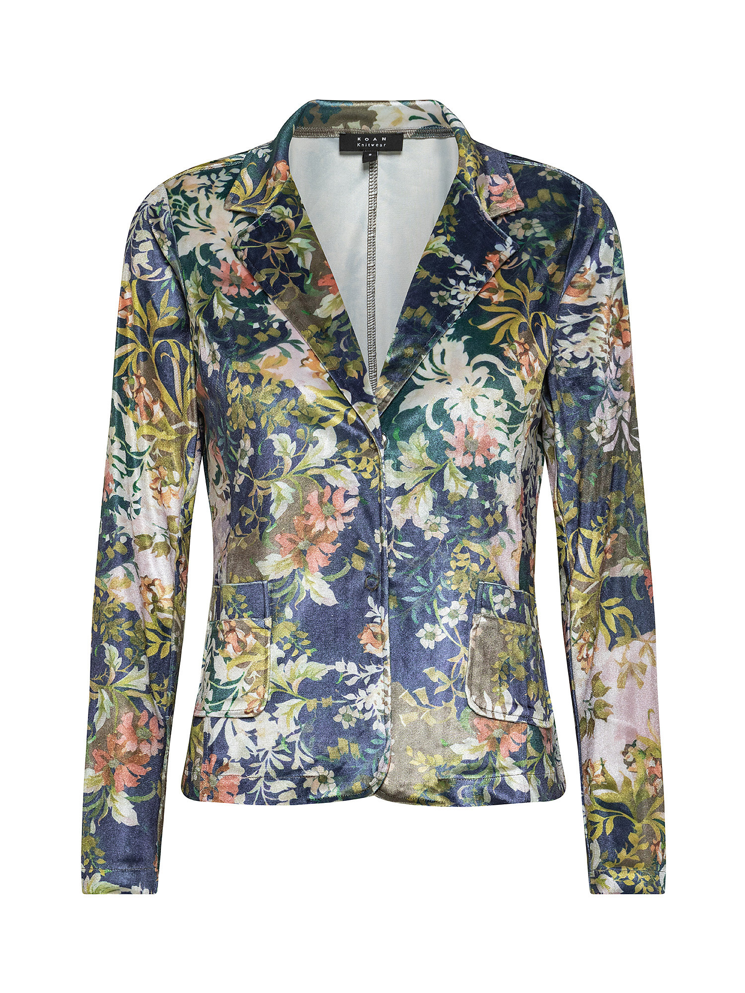 Velor jacket with floral print, Multicolor, large image number 0