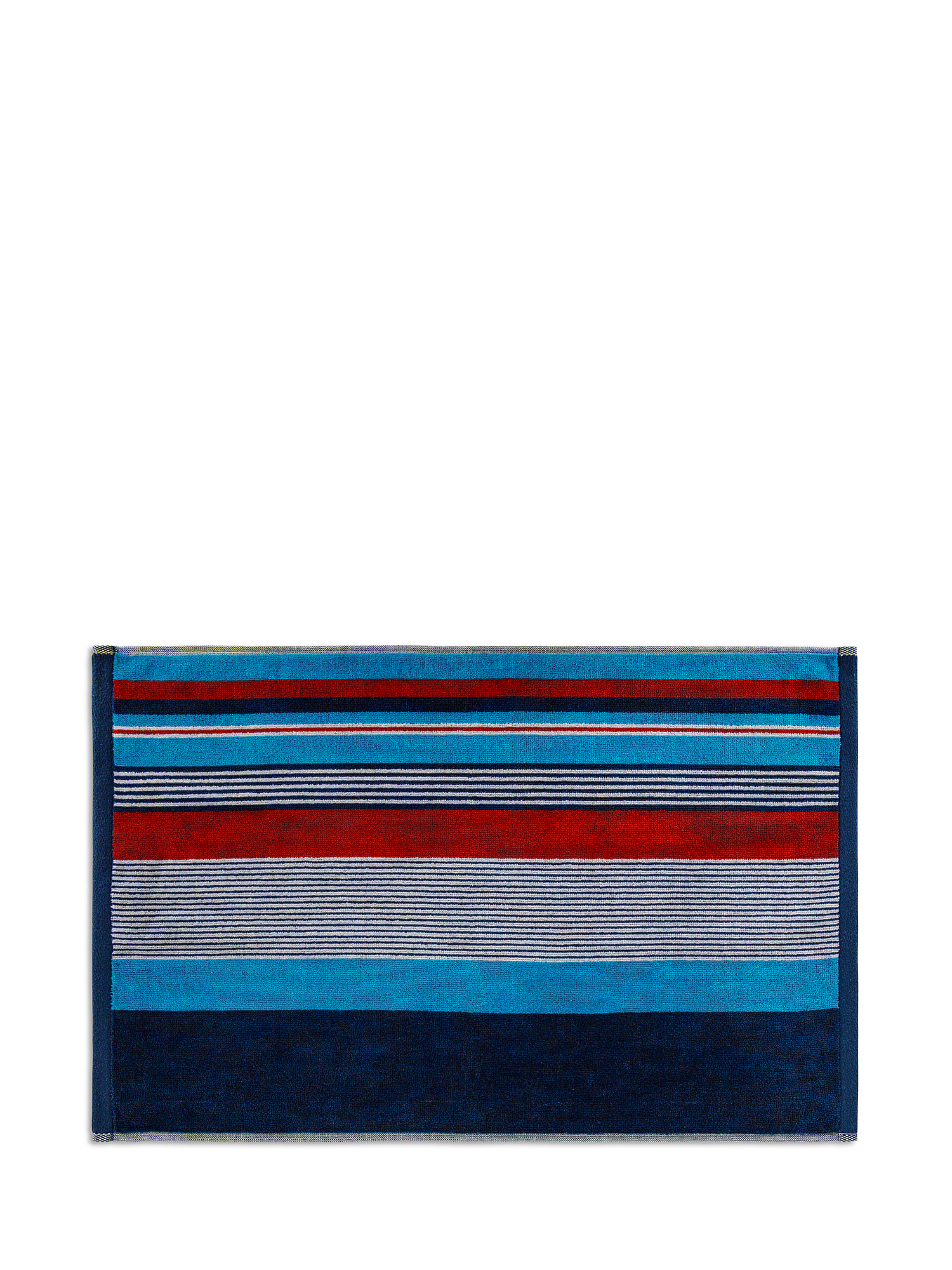 Asciugamano cotone velour motivo a righe, Blu, large image number 1