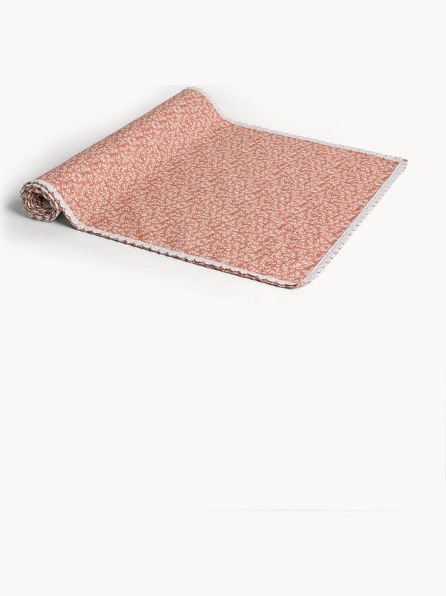 Runner in puro cotone con stampa romantica con applicazione pizzo
