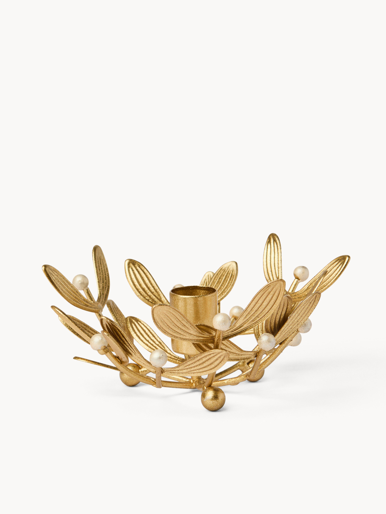 Portacandele in ferro e perle, Oro, large image number 0