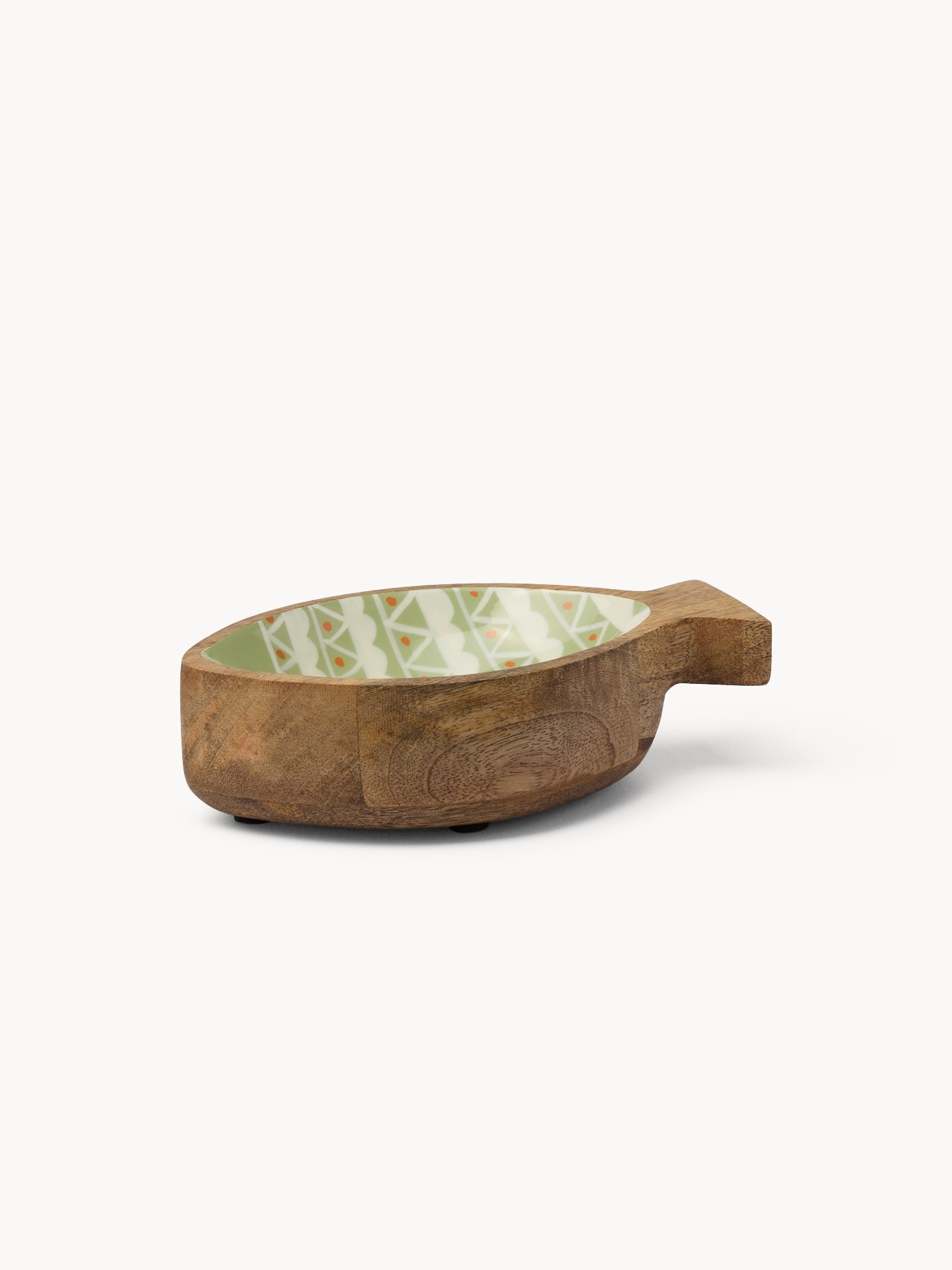 Mango wood bowl with fish motif, Green, large image number 0