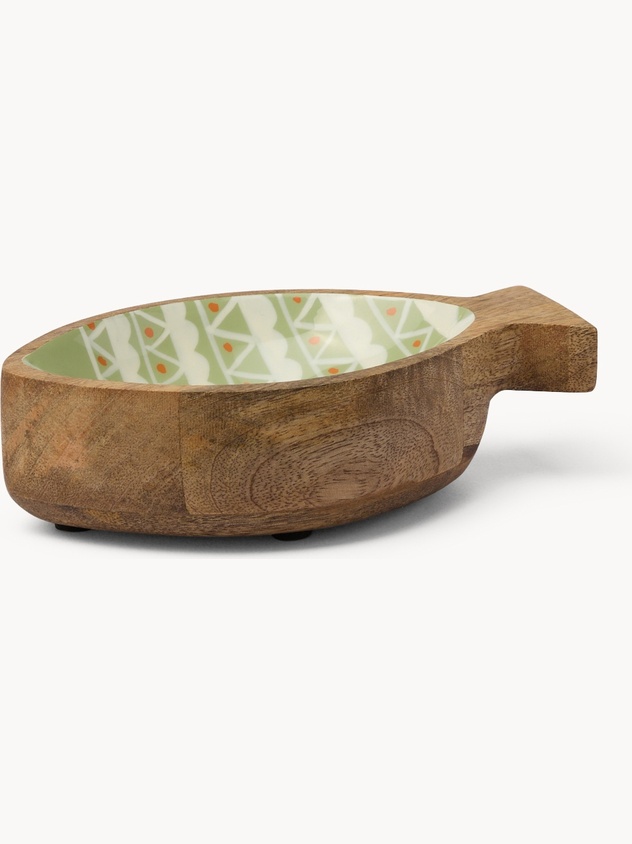 Mango wood bowl with fish motif