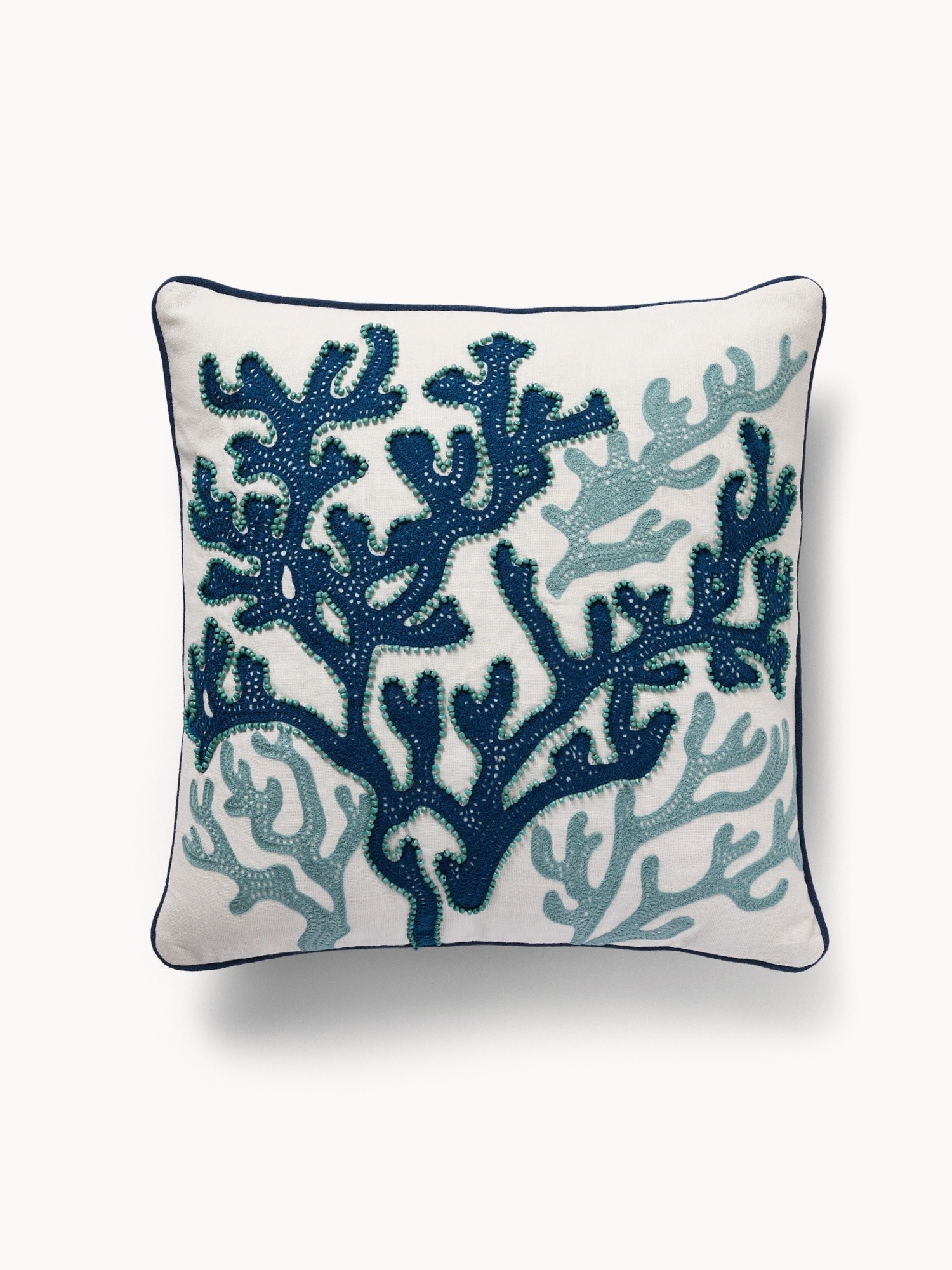 Pillow with coral embroidery 45x45cm, Blue, large image number 0