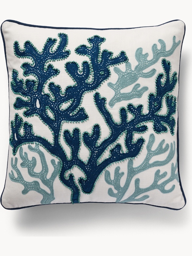 Pillow with coral embroidery 45x45cm
