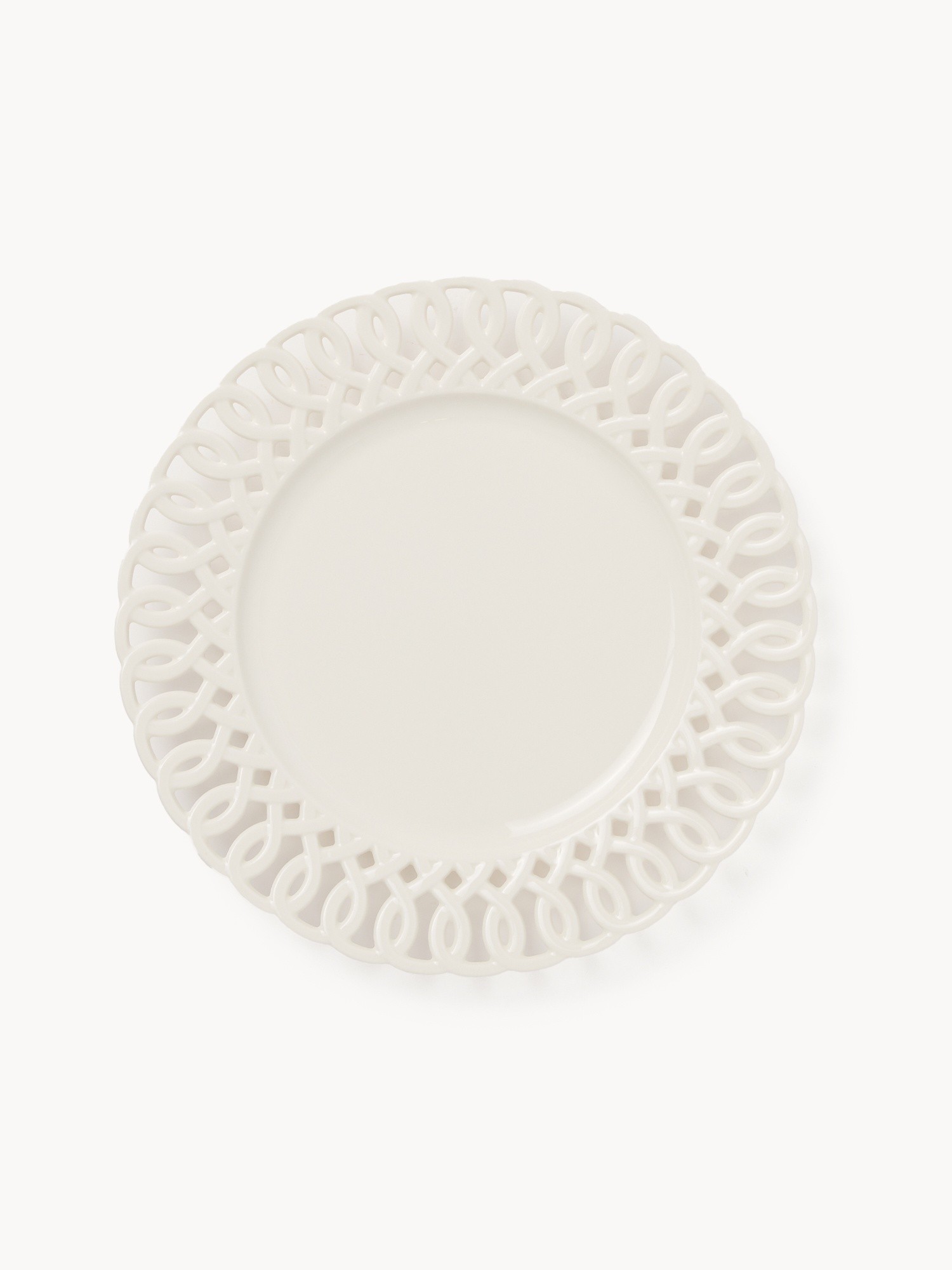 Porcelain fruit plate with a pierced (openwork) rim, White, large image number 0