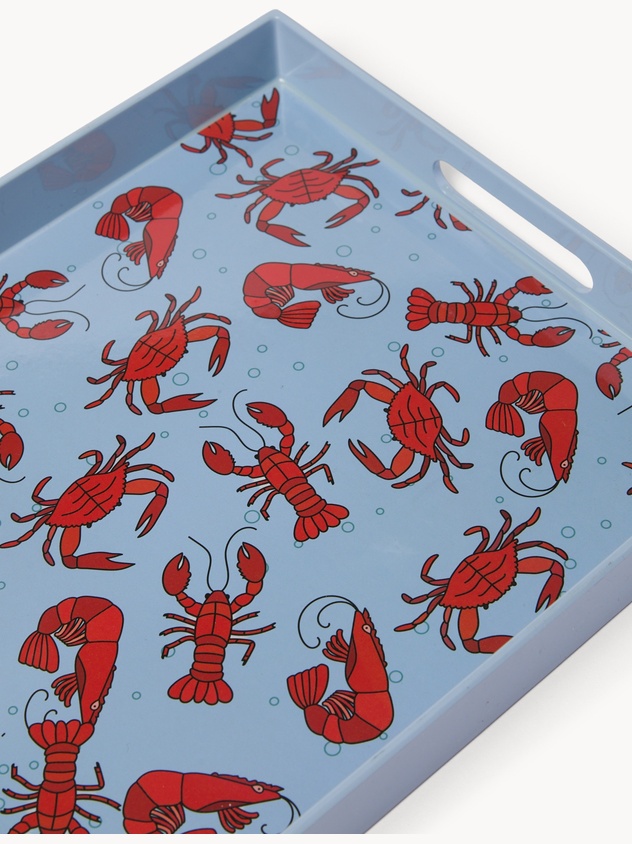 Plastic tray with lobster motif