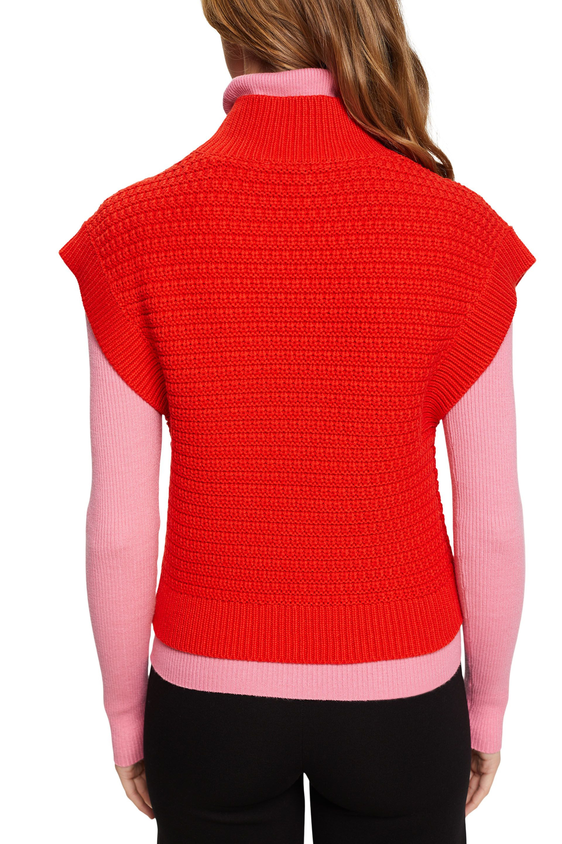 Esprit - Knitted vest in cotton blend, Red, large image number 2